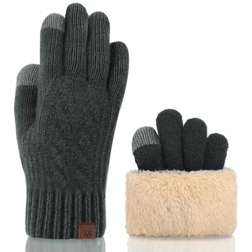 Insulated Touchscreen Plush Sherpa Lined Knit Gloves Winter Outdoor Men Women